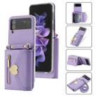 For Samsung Galaxy Z Flip3 5G POLA Love Buckle Multi-Card Slots Zipper Wallet Phone Case(Purple) - 1