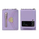For Samsung Galaxy Z Flip3 5G POLA Love Buckle Multi-Card Slots Zipper Wallet Phone Case(Purple) - 2