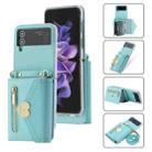 For Samsung Galaxy Z Flip3 5G POLA Love Buckle Multi-Card Slots Zipper Wallet Phone Case(Blue) - 1