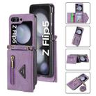 For Samsung Galaxy Z Flip5 POLA Skin Feel Multi-Card Slots Zipper Wallet Phone Case(Purple) - 1