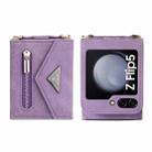 For Samsung Galaxy Z Flip5 POLA Skin Feel Multi-Card Slots Zipper Wallet Phone Case(Purple) - 2