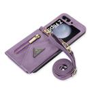 For Samsung Galaxy Z Flip5 POLA Skin Feel Multi-Card Slots Zipper Wallet Phone Case(Purple) - 3