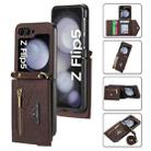 For Samsung Galaxy Z Flip5 POLA Skin Feel Multi-Card Slots Zipper Wallet Phone Case(Brown) - 1