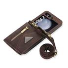 For Samsung Galaxy Z Flip5 POLA Skin Feel Multi-Card Slots Zipper Wallet Phone Case(Brown) - 3