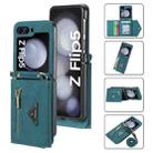 For Samsung Galaxy Z Flip5 POLA Skin Feel Multi-Card Slots Zipper Wallet Phone Case(Green) - 1