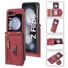 For Samsung Galaxy Z Flip5 POLA Skin Feel Multi-Card Slots Zipper Wallet Phone Case(Red) - 1