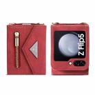 For Samsung Galaxy Z Flip5 POLA Skin Feel Multi-Card Slots Zipper Wallet Phone Case(Red) - 2