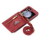 For Samsung Galaxy Z Flip5 POLA Skin Feel Multi-Card Slots Zipper Wallet Phone Case(Red) - 3