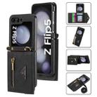 For Samsung Galaxy Z Flip5 POLA Skin Feel Multi-Card Slots Zipper Wallet Phone Case(Black) - 1