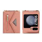 For Samsung Galaxy Z Flip5 POLA Skin Feel Multi-Card Slots Zipper Wallet Phone Case(Rose Gold) - 2