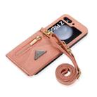 For Samsung Galaxy Z Flip5 POLA Skin Feel Multi-Card Slots Zipper Wallet Phone Case(Rose Gold) - 3