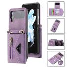 For Samsung Galaxy Z Flip4 POLA Skin Feel Multi-Card Slots Zipper Wallet Phone Case(Purple) - 1