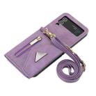 For Samsung Galaxy Z Flip4 POLA Skin Feel Multi-Card Slots Zipper Wallet Phone Case(Purple) - 3