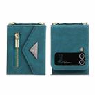 For Samsung Galaxy Z Flip4 POLA Skin Feel Multi-Card Slots Zipper Wallet Phone Case(Green) - 2