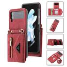 For Samsung Galaxy Z Flip4 POLA Skin Feel Multi-Card Slots Zipper Wallet Phone Case(Red) - 1