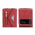 For Samsung Galaxy Z Flip4 POLA Skin Feel Multi-Card Slots Zipper Wallet Phone Case(Red) - 2