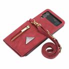 For Samsung Galaxy Z Flip4 POLA Skin Feel Multi-Card Slots Zipper Wallet Phone Case(Red) - 3