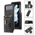 For Samsung Galaxy Z Flip4 POLA Skin Feel Multi-Card Slots Zipper Wallet Phone Case(Black) - 1