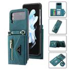 For Samsung Galaxy Z Flip3 POLA Skin Feel Multi-Card Slots Zipper Wallet Phone Case(Green) - 1