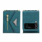 For Samsung Galaxy Z Flip3 POLA Skin Feel Multi-Card Slots Zipper Wallet Phone Case(Green) - 2