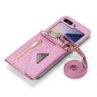 For Samsung Galaxy Z Flip6 POLA Grid Texture Multi-Card Slots Zipper Wallet Phone Case(Pink) - 3