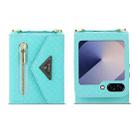 For Samsung Galaxy Z Flip6 POLA Grid Texture Multi-Card Slots Zipper Wallet Phone Case(Blue) - 2