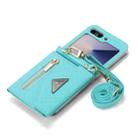 For Samsung Galaxy Z Flip6 POLA Grid Texture Multi-Card Slots Zipper Wallet Phone Case(Blue) - 3