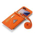 For Samsung Galaxy Z Flip6 POLA Grid Texture Multi-Card Slots Zipper Wallet Phone Case(Orange) - 3