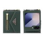 For Samsung Galaxy Z Flip6 POLA Grid Texture Multi-Card Slots Zipper Wallet Phone Case(Green) - 2