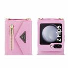 For Samsung Galaxy Z Flip5 POLA Grid Texture Multi-Card Slots Zipper Wallet Phone Case(Pink) - 2