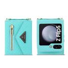 For Samsung Galaxy Z Flip5 POLA Grid Texture Multi-Card Slots Zipper Wallet Phone Case(Blue) - 2