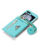 For Samsung Galaxy Z Flip5 POLA Grid Texture Multi-Card Slots Zipper Wallet Phone Case(Blue) - 3