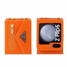 For Samsung Galaxy Z Flip5 POLA Grid Texture Multi-Card Slots Zipper Wallet Phone Case(Orange) - 2