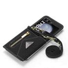 For Samsung Galaxy Z Flip5 POLA Grid Texture Multi-Card Slots Zipper Wallet Phone Case(Black) - 3