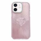 For iPhone 12 Diamond Texture TPU Hybrid PC IMD Phone Case(Pink) - 1