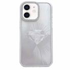 For iPhone 12 Diamond Texture TPU Hybrid PC IMD Phone Case(White) - 1