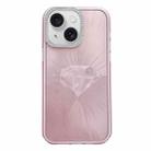 For iPhone 15 Diamond Texture TPU Hybrid PC IMD Phone Case(Pink) - 1