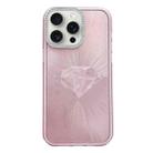 For iPhone 15 Pro Diamond Texture TPU Hybrid PC IMD Phone Case(Pink) - 1