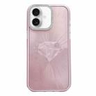 For iPhone 16 Diamond Texture TPU Hybrid PC IMD Phone Case(Pink) - 1