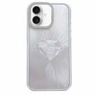 For iPhone 16 Plus Diamond Texture TPU Hybrid PC IMD Phone Case(White) - 1