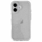 For iPhone 16 IMD 3 in 1 Glitter TPU Hybrid PC Phone Case(White) - 1