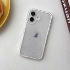 For iPhone 16 IMD 3 in 1 Glitter TPU Hybrid PC Phone Case(White) - 2