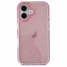 For iPhone 16 IMD 3 in 1 Glitter TPU Hybrid PC Phone Case(Pink) - 1