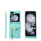 For Samsung Galaxy Z Flip5 POLA Litchi Texture Love Buckle Multi-Card Slots Zipper Wallet Phone Case(Blue) - 1