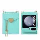 For Samsung Galaxy Z Flip5 POLA Litchi Texture Love Buckle Multi-Card Slots Zipper Wallet Phone Case(Blue) - 2