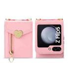 For Samsung Galaxy Z Flip5 POLA Litchi Texture Love Buckle Multi-Card Slots Zipper Wallet Phone Case(Pink) - 2