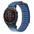 For Garmin 22mm Dual Sections Sports Style Nylon Loop Hook and Loop Fastener Watch Band(Blue) - 1