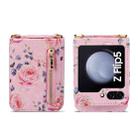 For Samsung Galaxy Z Flip5 POLA Rose Pattern Multi-Card Slots Zipper Wallet Phone Case(Pink) - 2