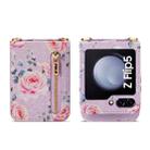 For Samsung Galaxy Z Flip5 POLA Rose Pattern Multi-Card Slots Zipper Wallet Phone Case(Purple) - 2