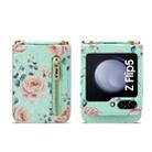 For Samsung Galaxy Z Flip5 POLA Rose Pattern Multi-Card Slots Zipper Wallet Phone Case(Cyan) - 2